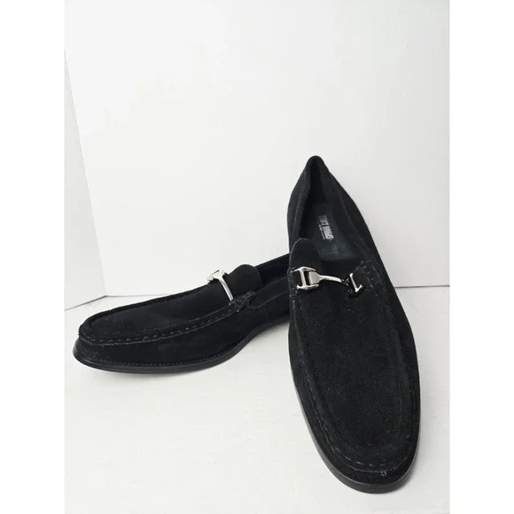Men's Shoes‎ Stacy Adams Neville Suede Slip On Loafer Size 14M Black