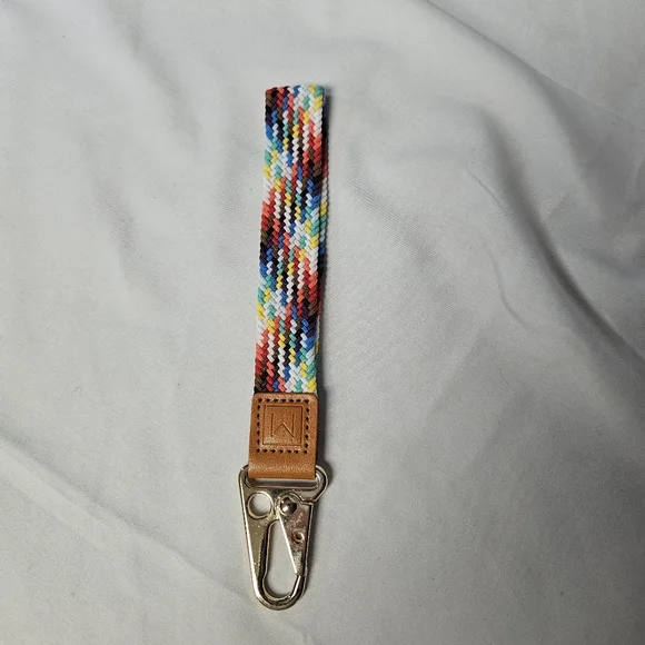 Multicolor Woven‎ Keychain with Leather Accent Wristlet