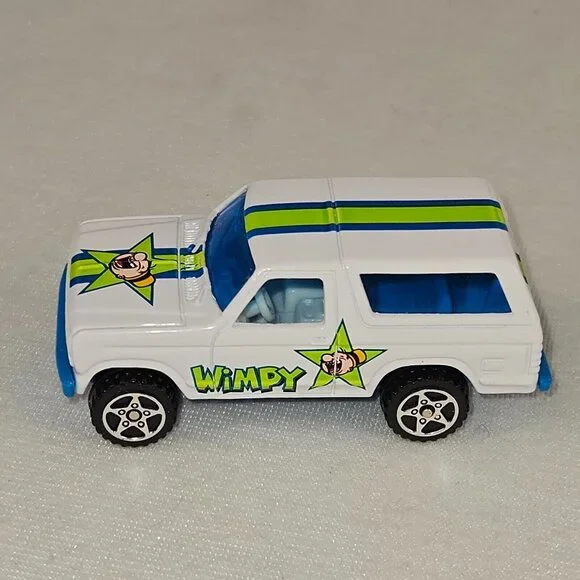 Racing Champions Wimpy (Popeye)‎ '80 Ford Bronco, White, Loose (K234)
