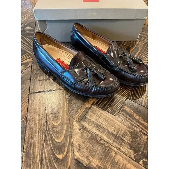 Cole Haan Pinch Tassel Penny Loafer Dress Shoes Men 8.5 Burgandy Preppy Academia