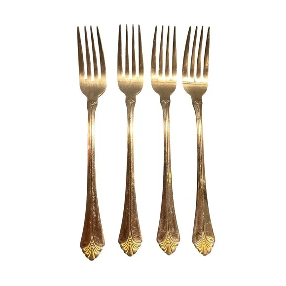 Towle Santa Barbara Gold Accent Dinner Forks 18/8 Stainless Korea Set of 4