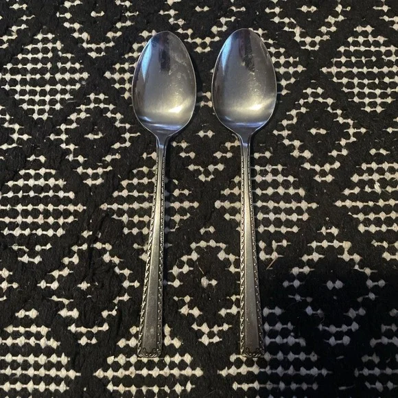 Mid Century Watertown Scroll Side‎ 2 Stainless Japan Table Spoons