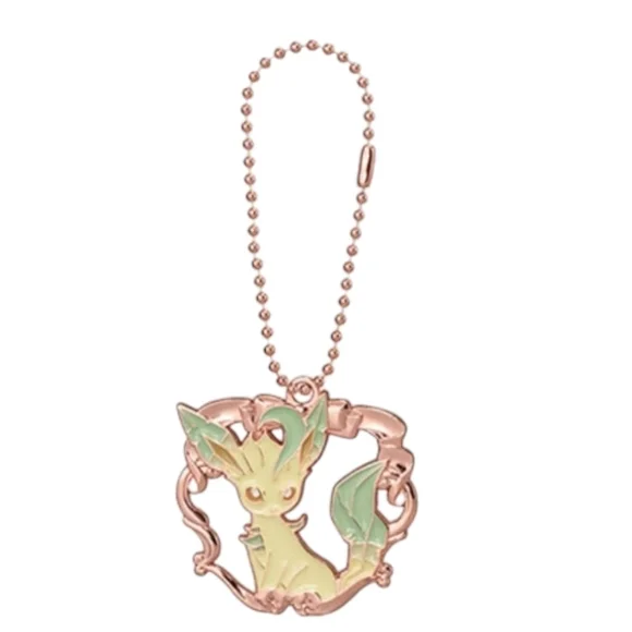 Pokemon Leafeon Rose Gold Metal Bag Charm Keychain
