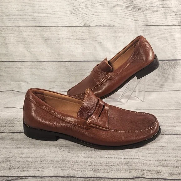Donald Pliner Miles Men's Size 11.5 M Soft Tumble Leather Loafers Brown Cognac
