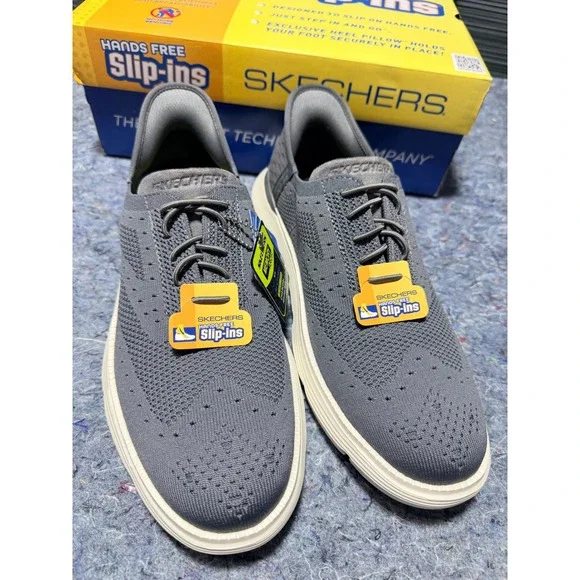 Skechers Hands Free Slip Ins Men's‎ Size 10 Gray Memory Foam Breathable Shoes