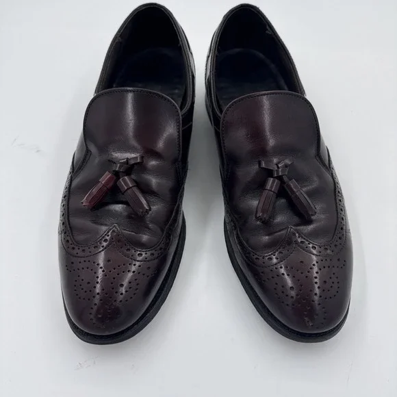 Dexter Mens 10.5 Burgundy Leather‎ Tassel Loafer Shoes Wingtip Brogue Design