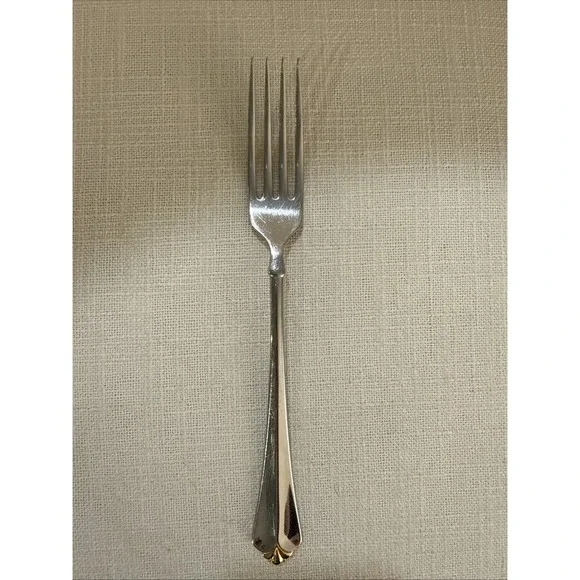 Oneida Golden Juilliard Cube Heirloom Stainless‎ Flatware Gold Tip Dinner Fork