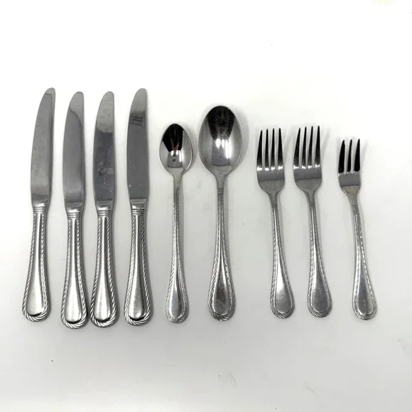 Cambridge Carlyle Flatware Stainless Steel Silverware Twisted Rope Edge Set‎ 9