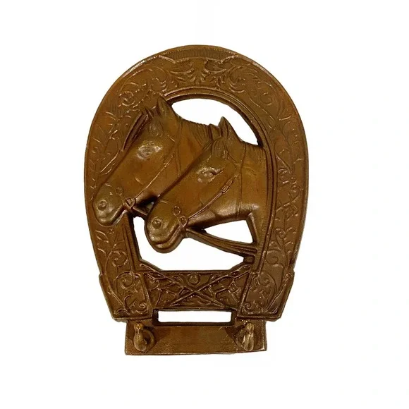 Vintage Metal Horseshoe Horses Wall Hanger Hooks Evil Eye Protection Good‎ Luck