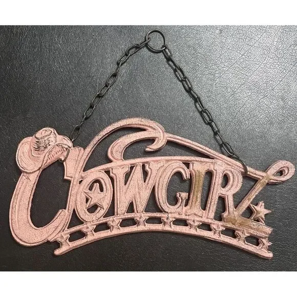 Cast Iron Metal ✨COWGIRL Pink Outdoor/Indoor Wall Hanging Decor 11