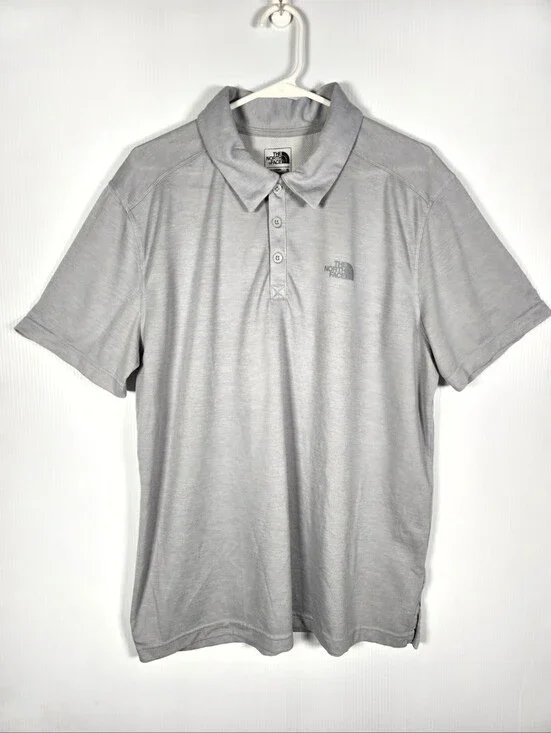 The North Face Men's Heather Gray Short Sleeve Polo With Logo Flash Dry Size XL