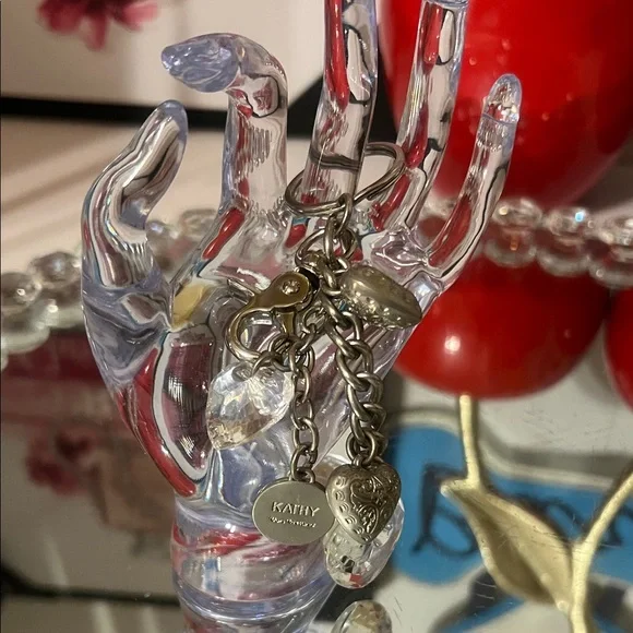 Kathy Van Zeeland Y2K Silver Heart Charm Keychain