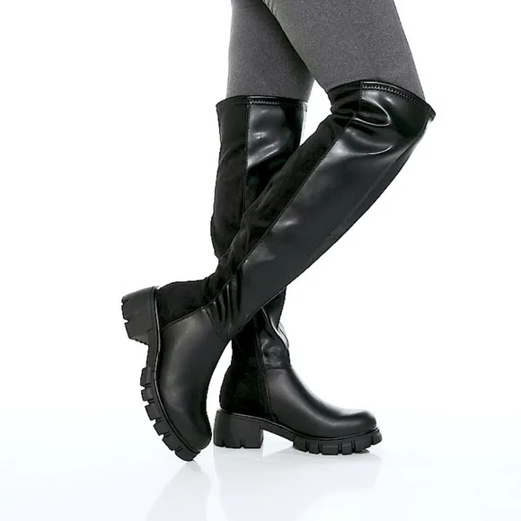MIA Knee Boots Women's 6M Tiera Black Regular Calf‎ Over the Knee Grunge