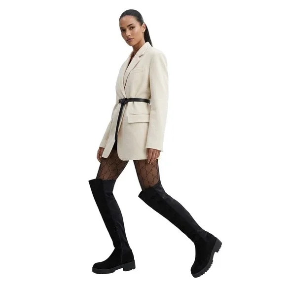 Dirty Laundry Black Over The Knee Lug‎ Sole Stretch Boot Womens Size 6.5