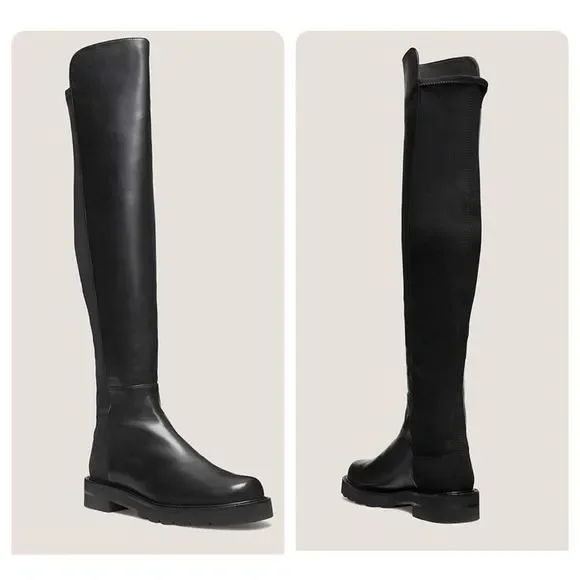 Stuart Weitzman 5050 Lift Over-The-Knee, Black Nappa Leather Boots US 10 $850