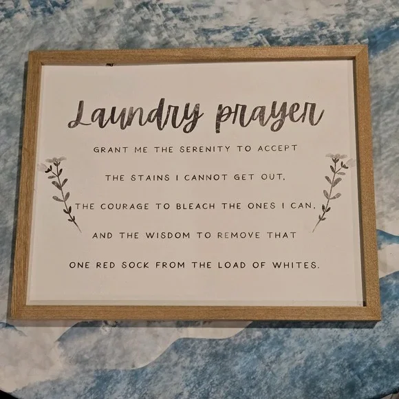 Laundry Prayer Farmhouse Wood Framed Wall Sign Laundry Room Decor