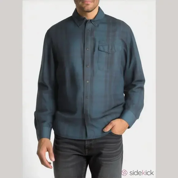 The North Face Mens Shirt Sz M Blue Burgundy Plaid Long Sleeve‎ Button Up