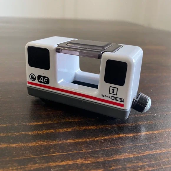 World Airport Express Passenger Train Tram White Red Magnetic Wooden Railway Car
