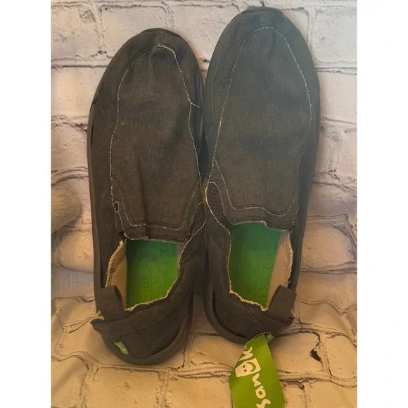 Sanuk‎ Chiba Quest Slip On Shoes Mens Size 13 Green Canvas Casual Loafers NWT