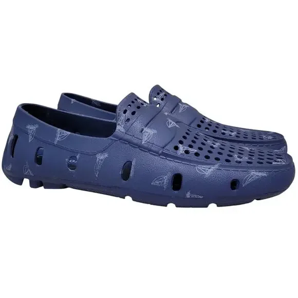 Club Room Men Atlas Perforated Slip On Driver Loafer Size US 8M Blue Sail Boats