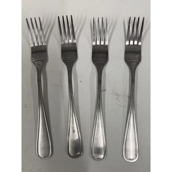Royal Household Stainless Steel Dinner Forks Set of 4 Teardrop Handle Flatware