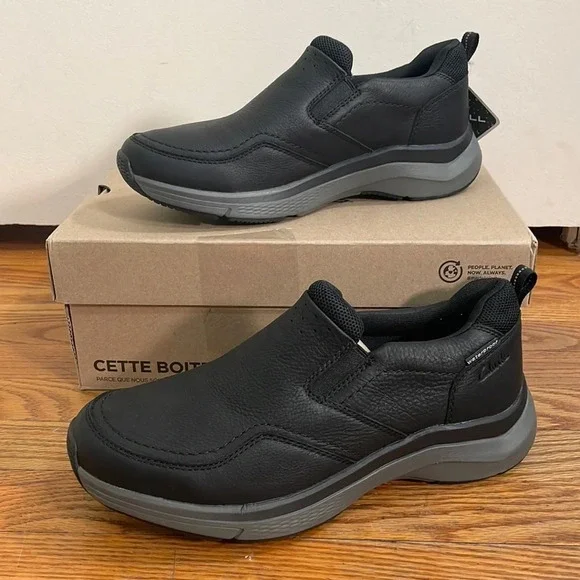 Clarks Wave 2.0 Edge Shoe Black Leather Men’s size 10M NWT‎ Walking