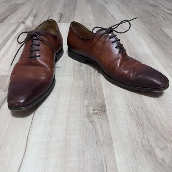 MAGNANNI CRUZ Dress Oxford Leather Shoes Mens Sz 9‎ Lace Up COGNAC MSRP $525