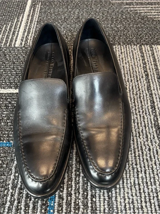 Ecco Vitrus Black Leather Slip-On Loafers 44 US 10-10.5 Dress Shoes