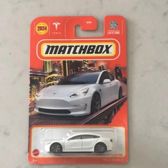 Matchbox White Tesla Model 3 Toy Car