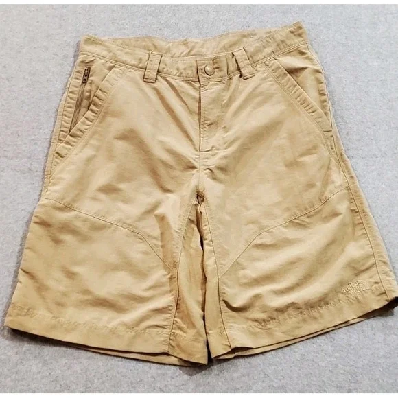 North Face Men's Axez Shorts Size 32 Tan‎ 5-pocket Zipper Hiking Outdoors