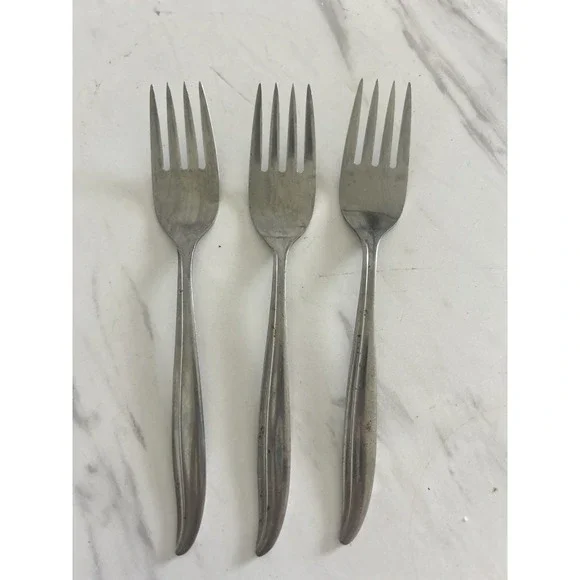 Amcrest Stainless Steel Salad Forks Troy Pattern Japan Flatware Lot of 3