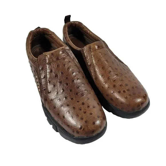Roper Men's Size 8.5‎ Ostrich Print Leather Clog Slip On Shoes