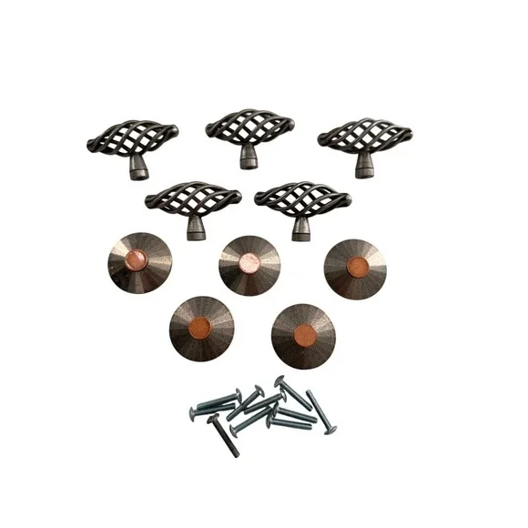 10 Piece Rustic Bronze Cabinet Knob Drawer Pull Set Mounting Screws lot Hardware