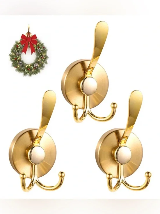 3 Pack Gold Suction Cup Hooks for Shower