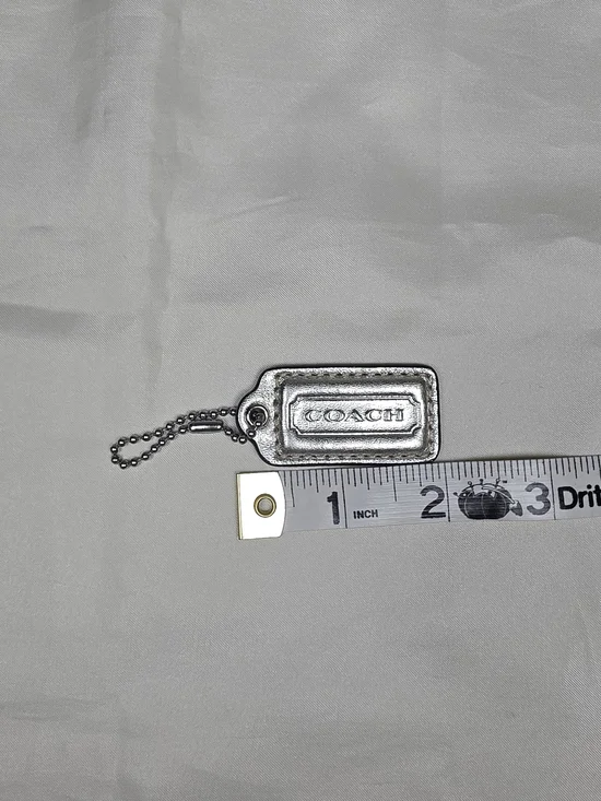 Authentic Vintage Coach Leather Hangtag Replacement Purse Charm Fob - Sliver