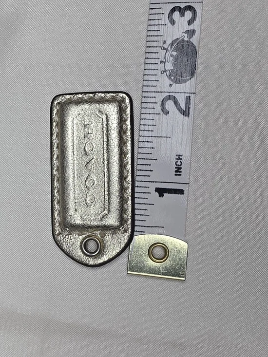 Authentic Vintage Coach Leather Hangtag Replacement Purse Charm Fob - Metalic