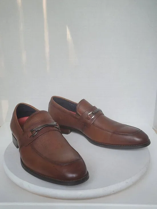 Stacy Adams Kaylor Leather Cognac Moc Toe Bit Shoes Loafer 25572-221 Sz 9.5M