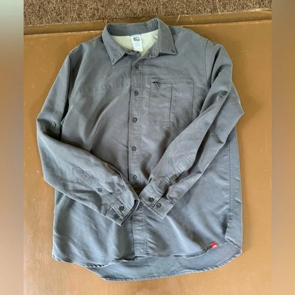 The NorthFace Gray button down shirt. Men’s Large