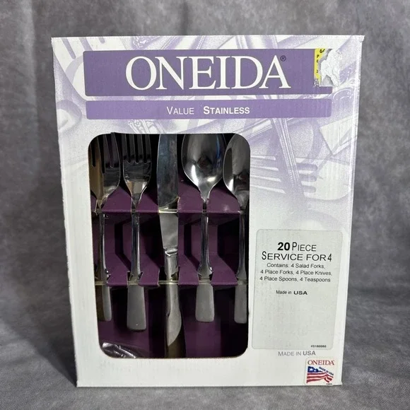 Oneida 20pc‎ Value American Ballad Silverware Set NEW Flatware Fork Spoon Knife