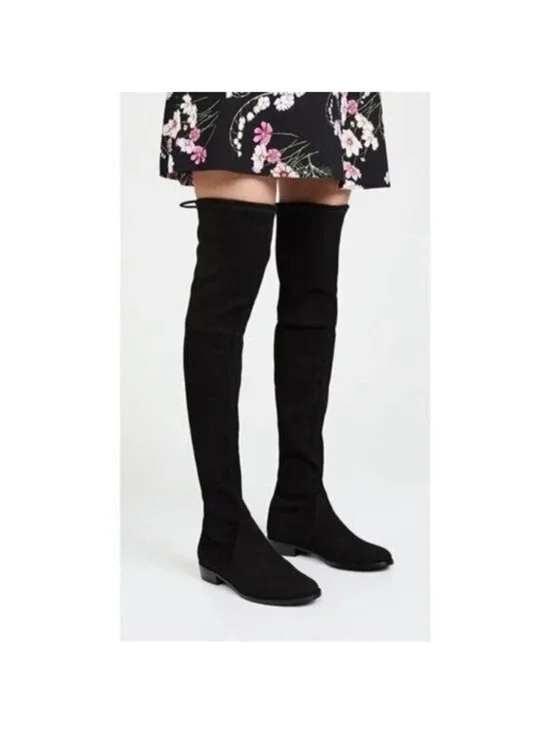 Stuart Weitzman Lowland Over the Knee Black Suede Boots 6.5
