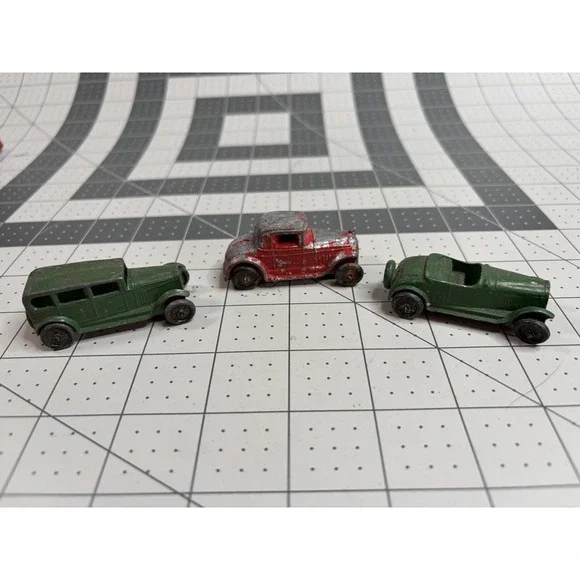 Lot of 3 Vintage 1940's Diecast Slush Metal Toy Cars TootsieToy Barclay