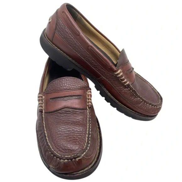 L.L BEAN Allagash Bison Handsewn Leather Penny Loafers in Brown Size 8— GORGEOUS