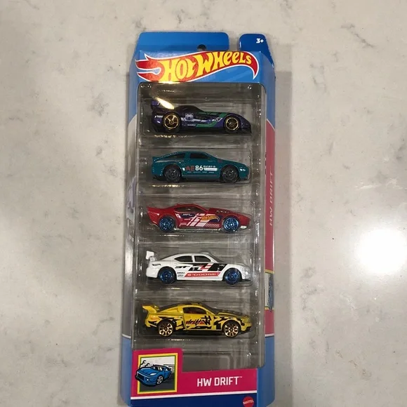 Mattel Hot Wheels Drift Car Set - Blue, Red, White, Yellow