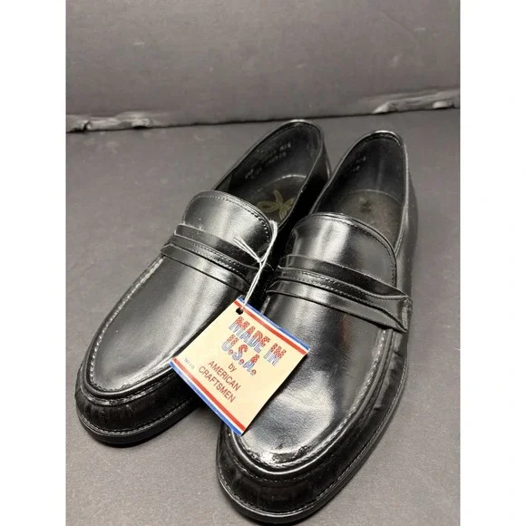 HABAND Men's Vintage Black Slip On Dress Shoes, Size 8.5D