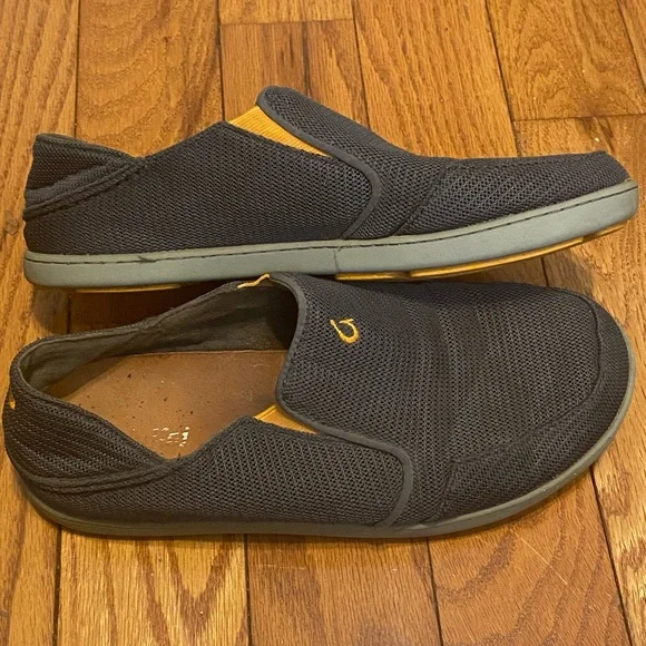 Men's OluKai Nohea Mesh Brown Gray Slip On‎ Casual Shoes Size 9.5