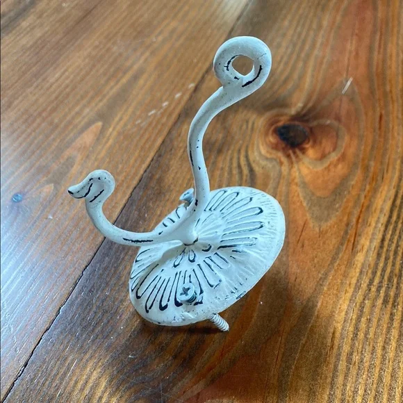 White Metal Wall Hook (3” diameter) with screws