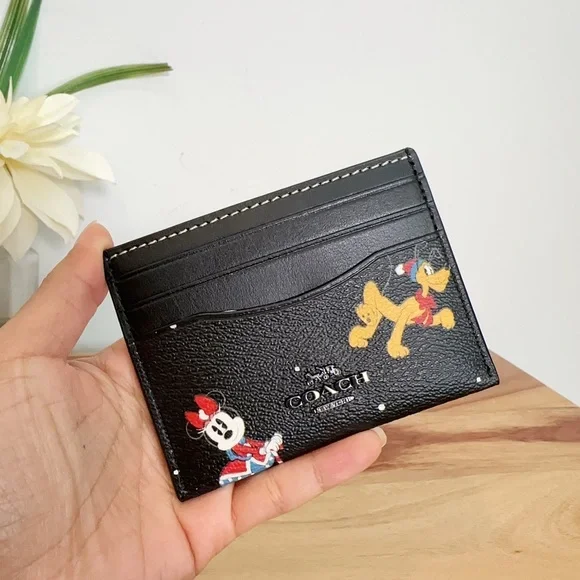 NWT Disney X Coach Slim Id Card Case With Holiday Print‎