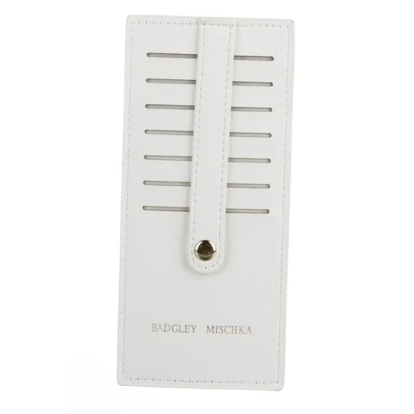 Badgley Mischka White Simple Card Holder Slim Wallet BM-4171 Gold‎ Snap NEW
