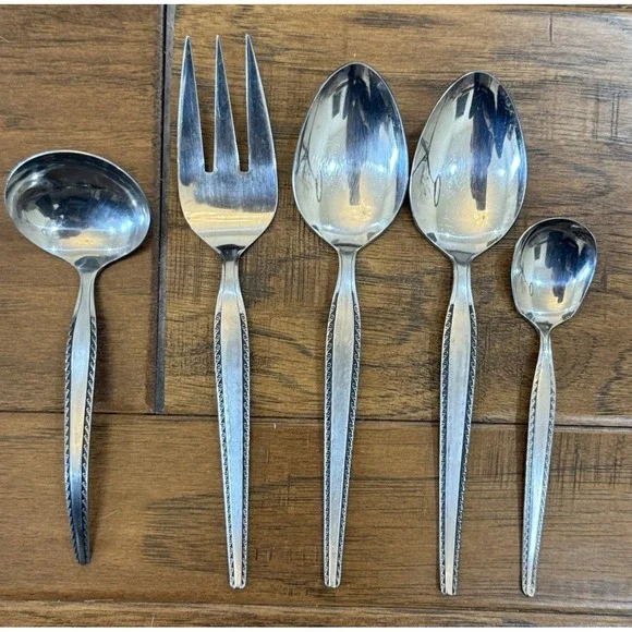 5 LOT‎ Vintage National Stainless Flatware Granada Serving Set Japan Ladel Spoon