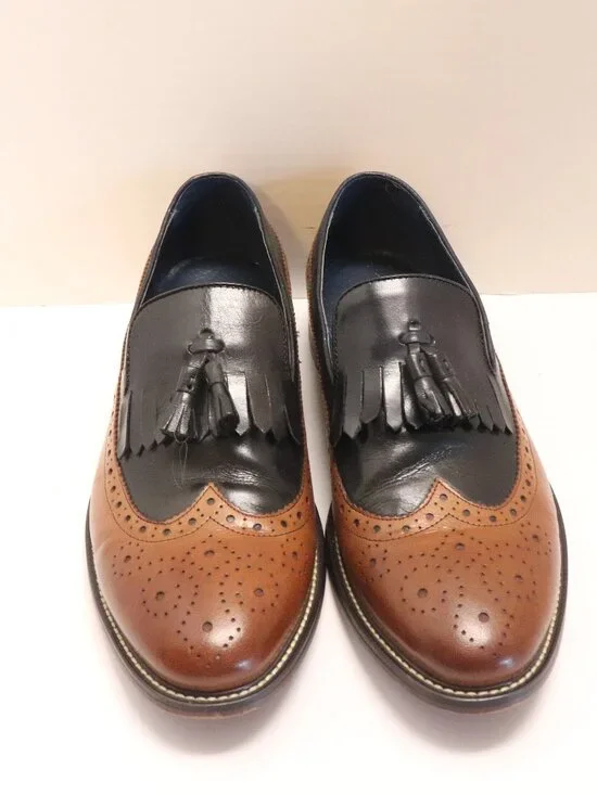 Moretti Black Label Black and Brown Tassel Dress Shoes Men Size 11